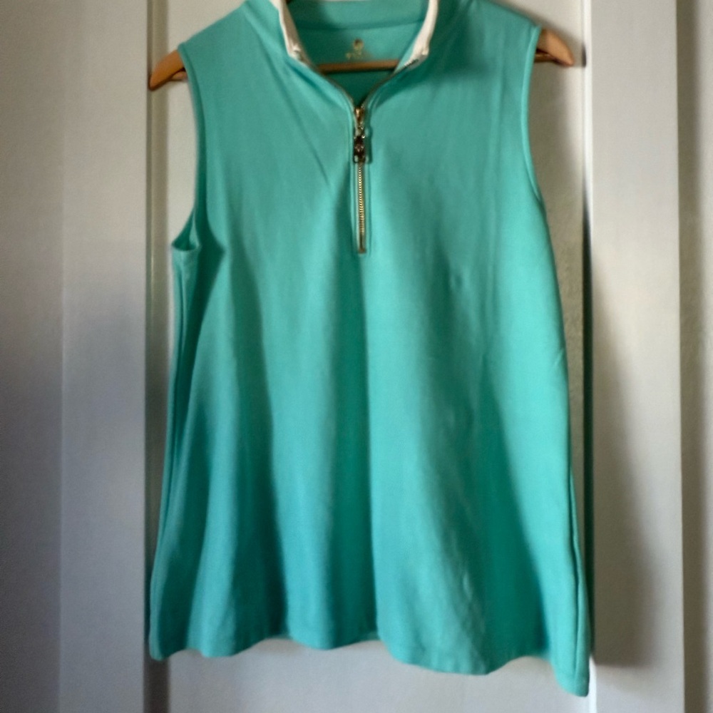 Spartina 449 Turquoise Sleeveless Top with Zipper